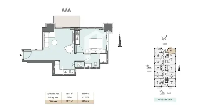 Urgent Sale | Ready & Rented | 1 BR in Peninsula One thumbnail 16