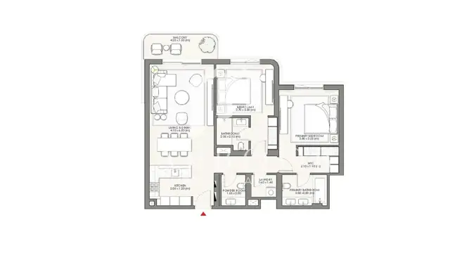 2 BR | Corner Unit | Park & Sea View thumbnail 33